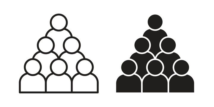 Crowd icon silhouette. Editable stroke. Line vector illustration design