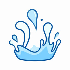 Obraz premium Single light blue dynamic water splash graphic clean minimalist vector illustration isolated on white background, conveying themes of purity, freshness, and liquid movement in a flat art style.