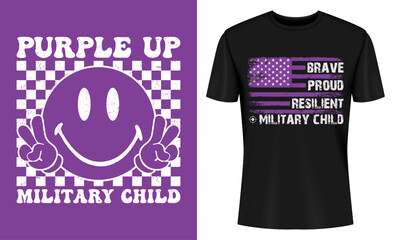 Purple Up Brave Proud Military Child Support Typography © DesignsBe
