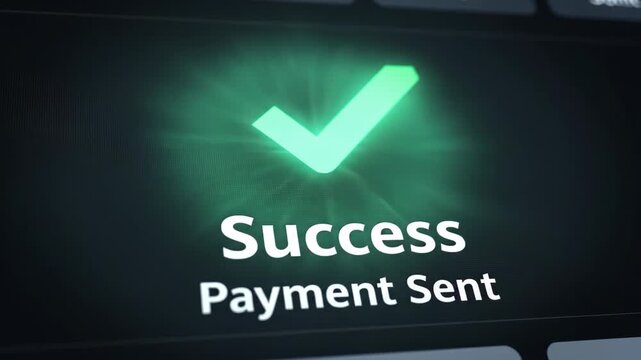 Success payment sent confirmation on digital screen