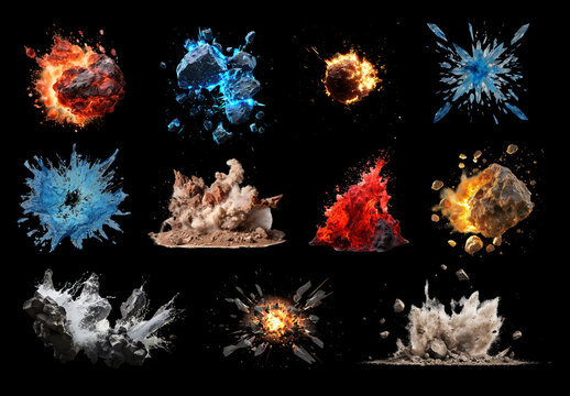 Dynamic Explosive Energy Visualized Vividly Element Design Collection