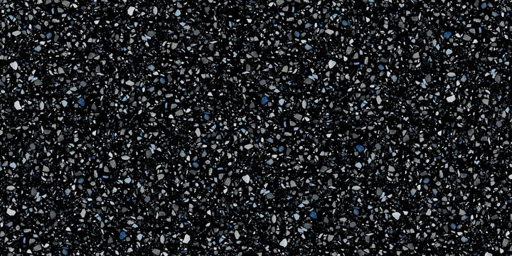 black background terrazzo surface and white small chips.
