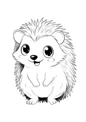Obraz premium A cute hedgehog coloring page.