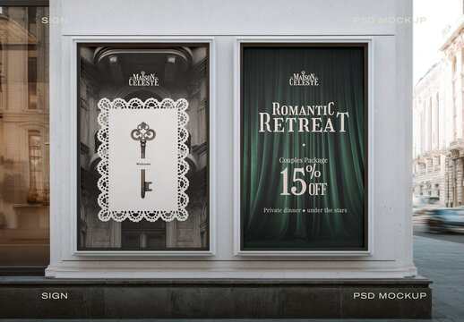Elegant Storefront Sign Mockup PSD