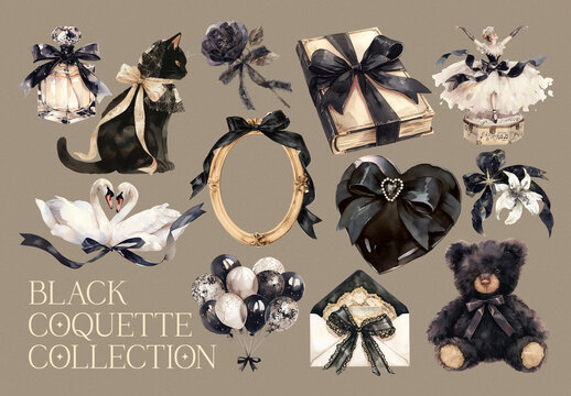 Elegant Vintage Themed Decorative Element Design Set