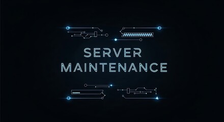 Obraz premium Server maintenance notification, digital screen with glitch effect.