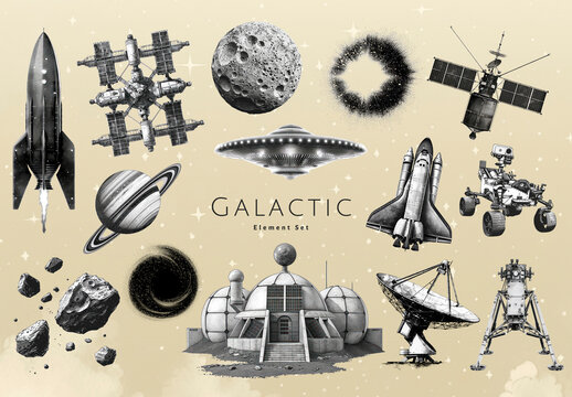Galactic Space Exploration Elements Set