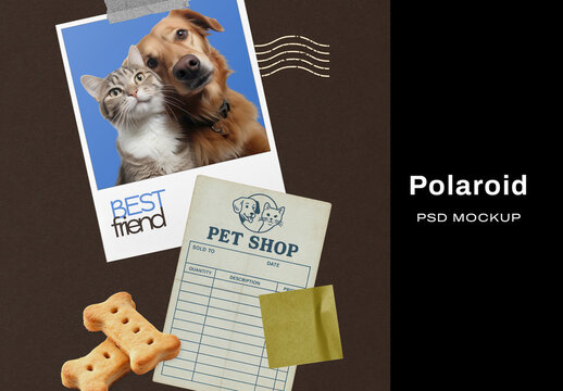 Pet Themed Polaroid Mockup PSD