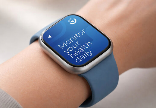Smartwatch With Health Monitoring Mockup PSD