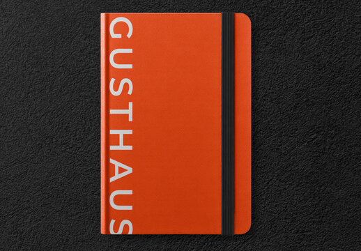 Stylish Orange Notebook Cover Mockup PSD