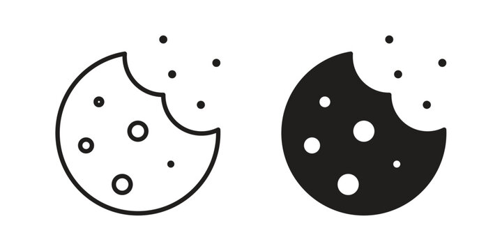 Cookie icon in black and white. clipart and line style icons