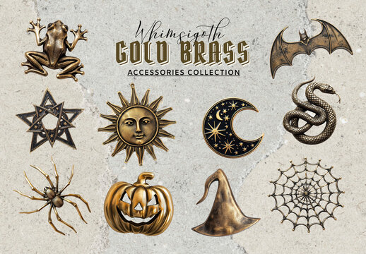 Whimsical Gold Brass Accessories Element Set