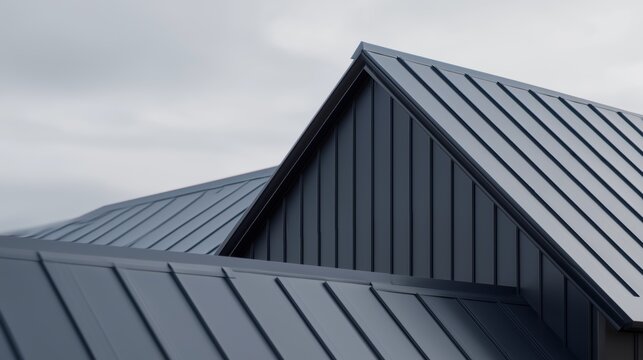 Modern standing seam metal roof on a nordic style building.