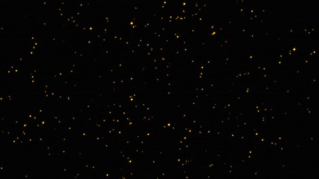 Luxury gold star glow glitter with blinking particles on black background, elegant sparkling light effect for premium festive design.