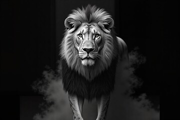 Fototapeta premium Stunning Black and White Lion Artwork