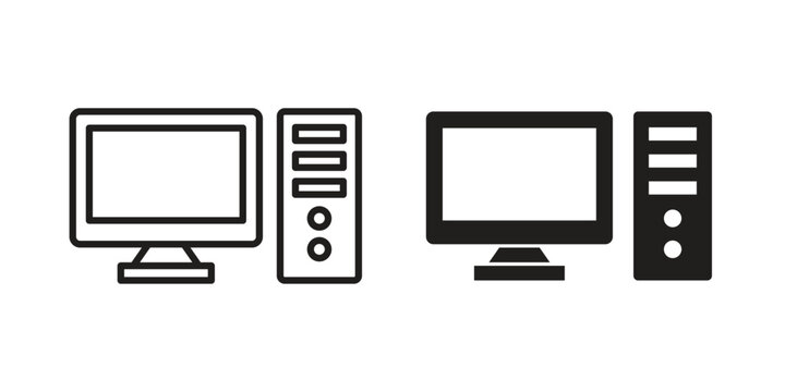 Desktop computer icon set, logo vector eps10