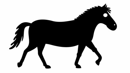 Fototapeta premium Black silhouette horse running free on white background dynamic animal graphic