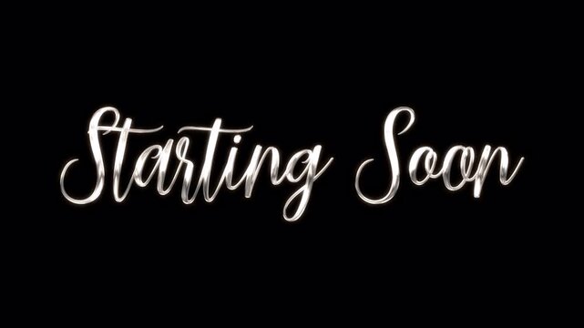 Starting Soon Text Animation on Black Background for Live Streams and Broadcasts.