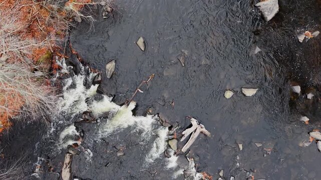 Fall aerial view featuring Packers Falls in Durham, New Hampshire