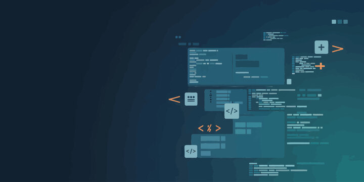 Coding and Programming Concept with Floating Symbols