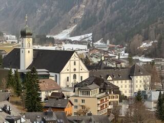 Fototapeta premium Engelberg Monastery or Benedictine monastery of Engelberg, Switzerland - Das Benediktinerkloster Engelberg (Abtei zur seligen Jungfrau Maria und zum heiligen Nikolaus), Schweiz