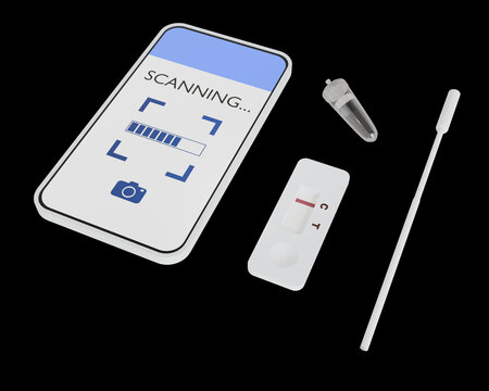 抗原検査キットスキャン中・ヘルステック・3DCG