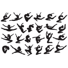 Obraz premium Black silhouette figures of dancers in various ballet poses