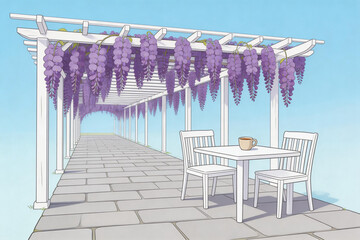 Fototapeta premium Wisteria Arbor with Table and Chairs