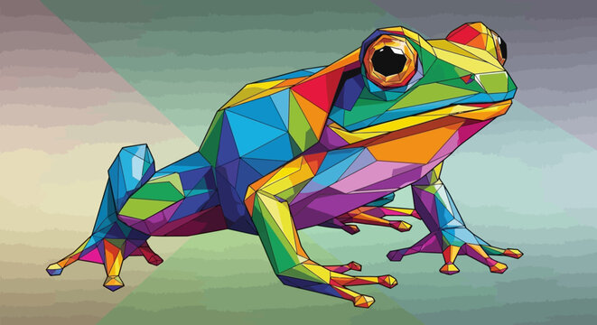 Colorful Frog Closeup Side View.