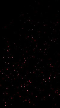 Vertical Red Anime Style Fire Sparks and Glowing Ember Particles Rising on Black, 916 Social Media Mobile Background Burning Ash Trails, Hot Volcanic Lava Glow Motion Graphics, 4K Fire Element Loop