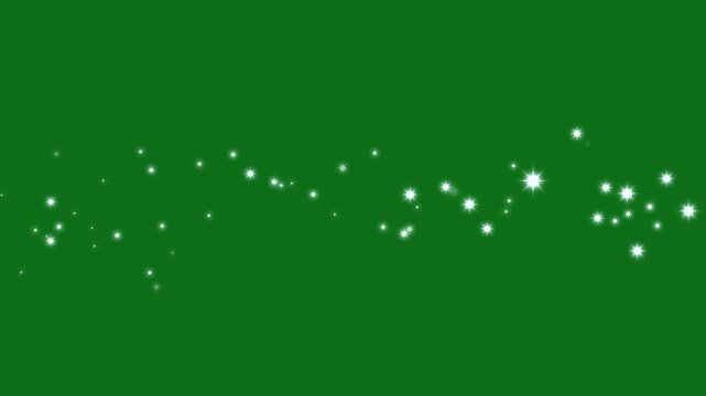 Magic glitter star sparkle animation, glowing fairy dust trail line, twinkling white particles shimmer, pixie dust path motion, sparkling stars burst effect, seamless loop on green screen, 4K