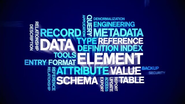 Data Element animated word cloud-text design animation tag kinetic typography seamless loop.