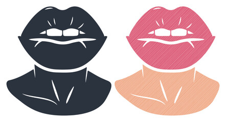 Bold lips with sharp fangs, representing a powerful and alluring feminine persona.