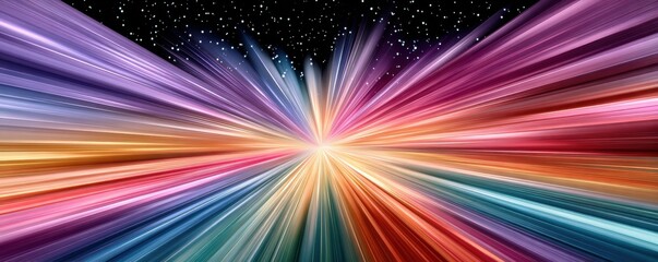 Fototapeta premium Colorful burst of light radiating from the center, creating a vibrant radial spectrum and energy