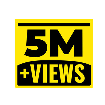 5M Views Audience Engagement Counter PNG, Platform Growth Badge Icon, Engagement Boost Label Graphic, Popular Content Tag Design, Viewer Count Sticker PNG