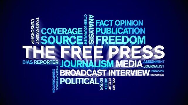 The Free Press animated word cloud-text design animation tag kinetic typography seamless loop.