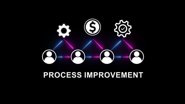 Business team collaboration in process improvement diagram with and connected individuals for corporate communication and management