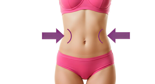 slim woman's waist with arrows indicating fat reduction