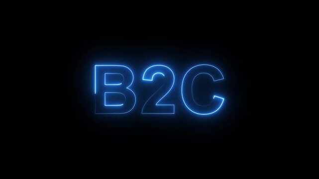 Business to Consumer B2 C Neon Sign on Black Background glowing letters red neon