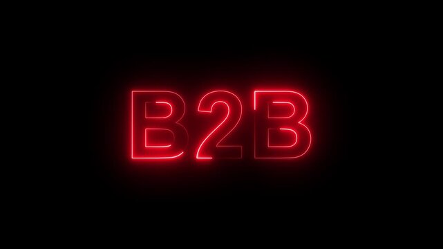 B2 B neon sign glowing red on black background business to business marketing concept
