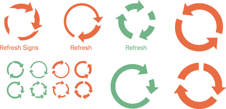 A collection of colorful circular arrow icons in various styles and directions for process flow and cycle representation