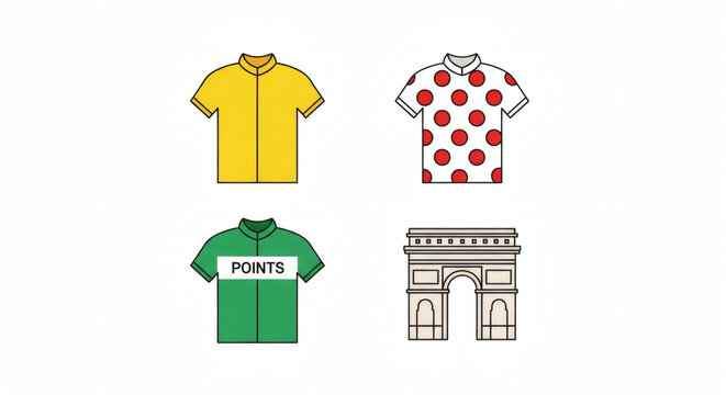 Cycling Jerseys and Arc de Triomphe Illustrations