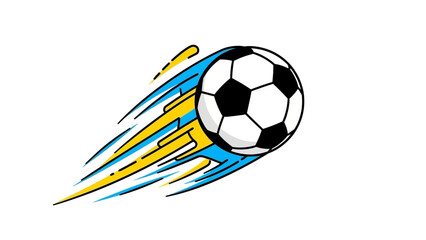 Obraz premium Fast-moving soccer ball with motion trails, symbolizing speed and the excitement of the game
