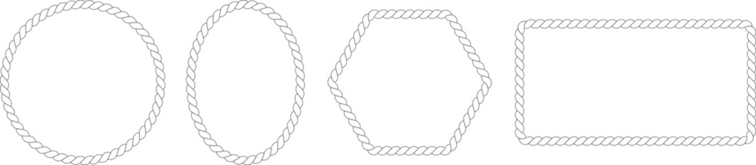 Four distinct rope borders including circular, oval, hexagonal, and rectangular shapes on a clean white background © Design_a2z