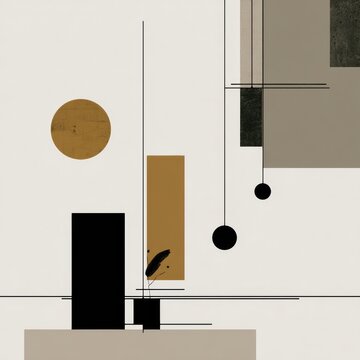 Modern Geometric Art Composition with Shapes and Lines Abstract Design