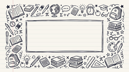 Fototapeta premium School Doodle Frame with Education Supplies