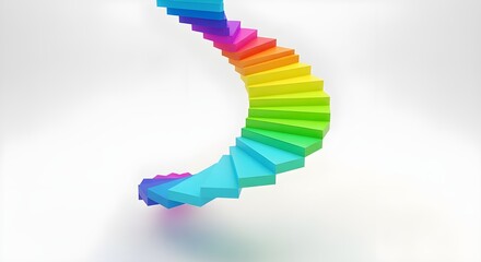 Fototapeta premium 3D colorful wavy ribbon loop abstract design with vibrant gradient lighting on white background