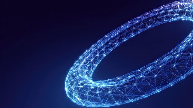 An eye-catching digital ring composed of illuminated points against a dark backdrop, presenting a sense of technological advancement. ..Created with Generative AI, not depicting real subjects.