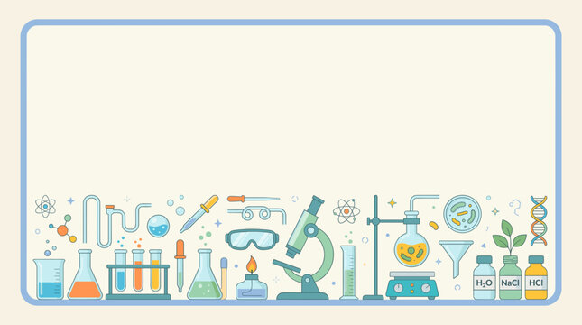 Science Laboratory Equipment and Elements Flat Design