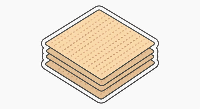 Matzo Icon Single, Passover Flat Design Illustration, Isolated